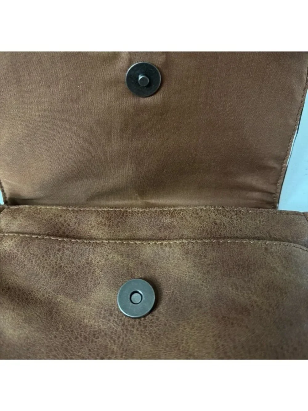 Boho Brown Crossbody Bag Guitar Strap Faux Leather Tassel Textile